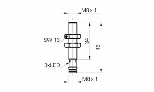 IFRM 08P17A1/S35L 接近開關(guān)傳感器的尺寸圖