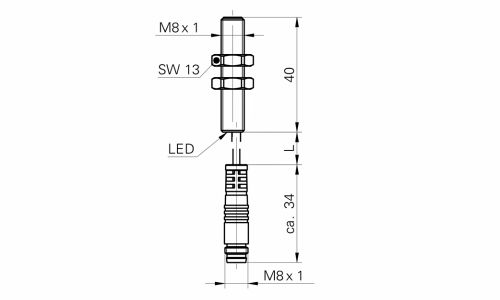 IFRM 08P17A1/KS35L 接近開關傳感器的尺寸圖